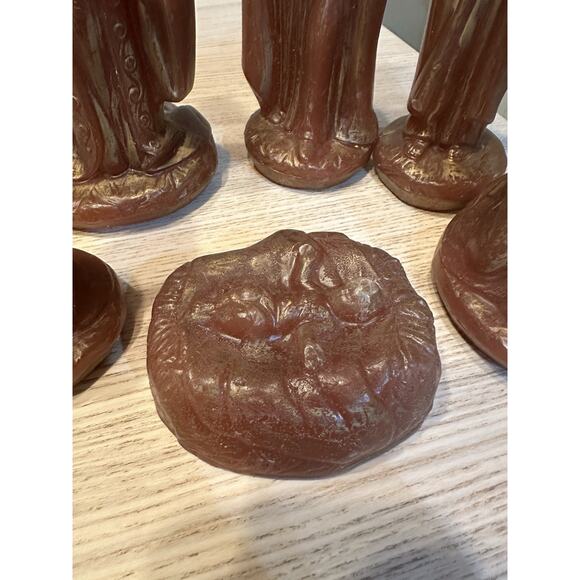 Vintage SolidWax Nativity Set Crèche Gold Wash MidCentury Christmas Decor - Picture 2 of 6